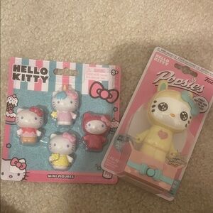 Hello Kitty Mini Figures and Hello Kitty Pop UpDispenser Set - Pink, Yellow